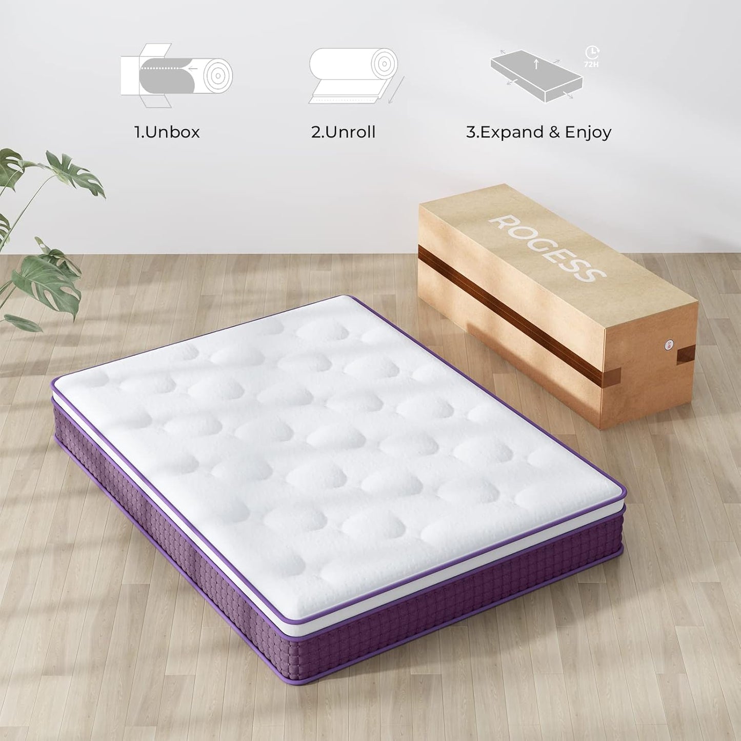 Twin Mattress, 12 Inch Hybrid Twin Mattress, Twin Size Mattress in a Box, Plush