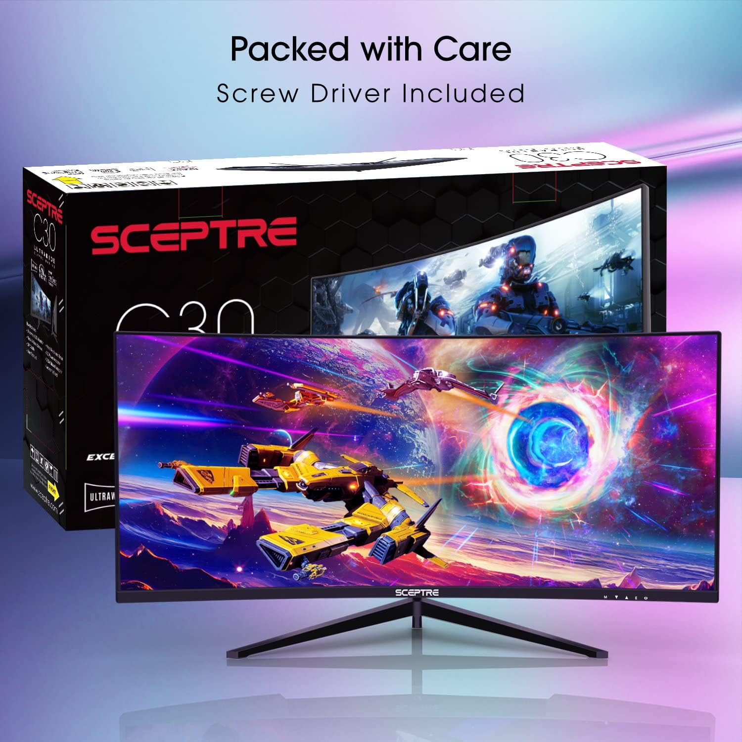 Sceptre - Monitor curvado de 30 pulgadas para videojuegos, 219, 2560 x 1080,...