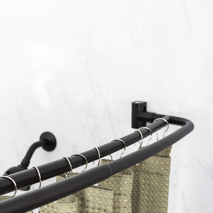 JS Barra de ducha doble y curva, estructura de metal, ajustable entre 44 y