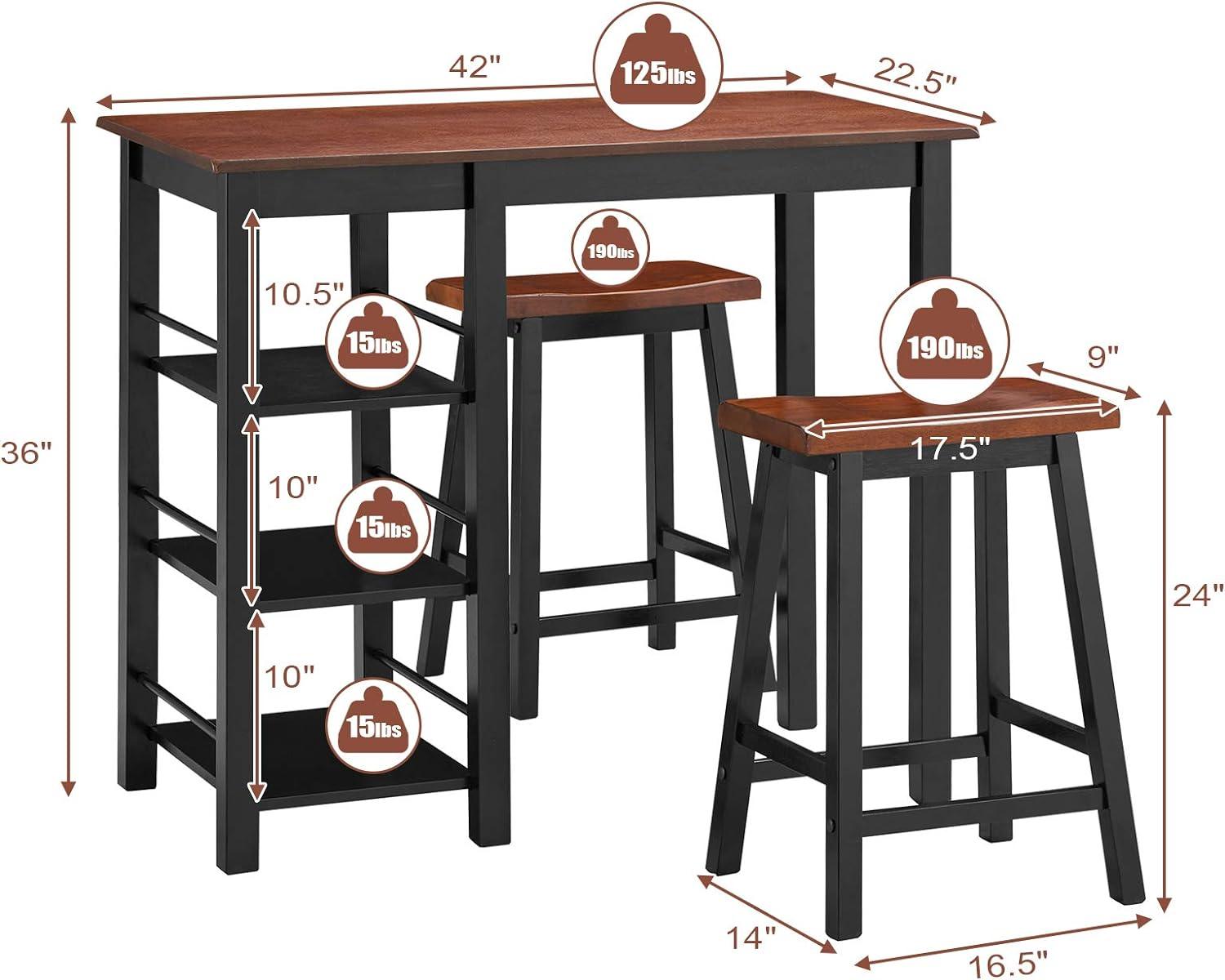 Giantex Juego de comedor de 3 piezas, juego de mesa completamente de madera con