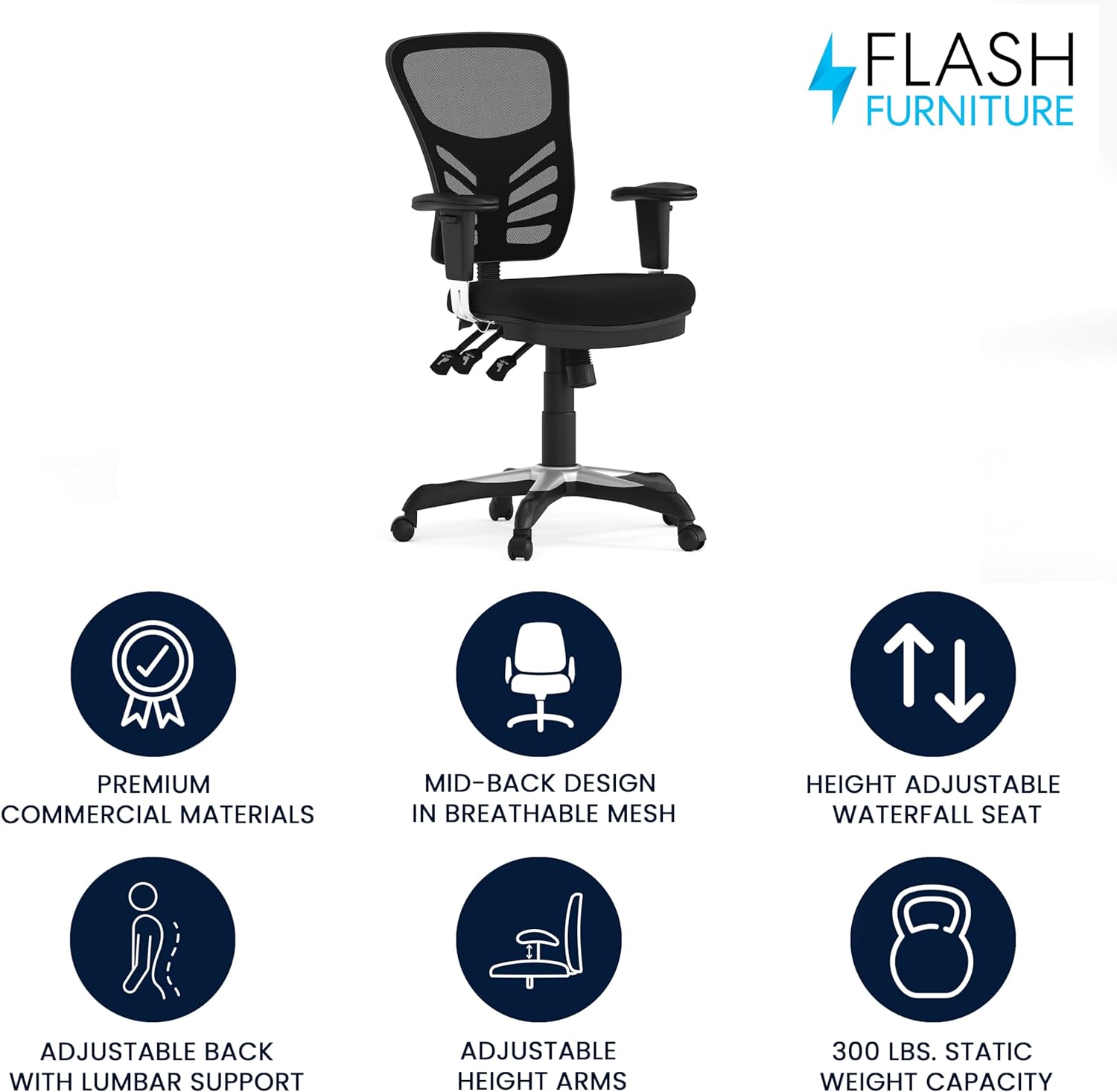 Flash Furniture Nicholas Silla giratoria de oficina y juegos, ergonómica, de...