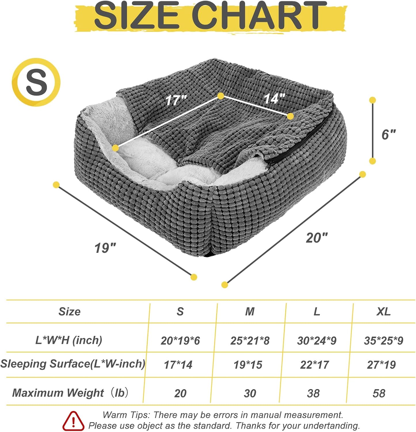 GASUR Camas para perros grandes, medianos y pequeños, manta rectangular con...
