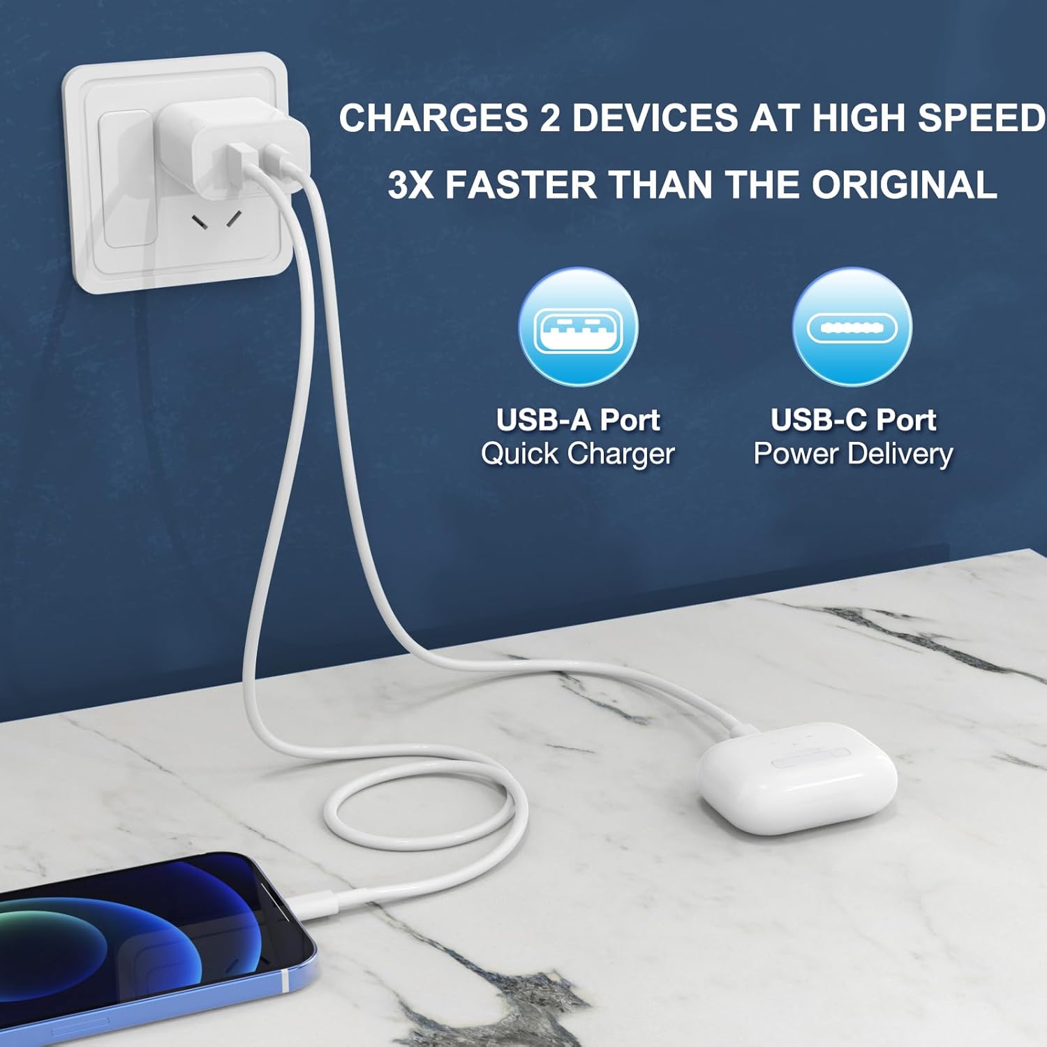 Paquete de 3 bloques de cargador USB C para teléfono 16, 15, 14, 13, iGENJUN de...