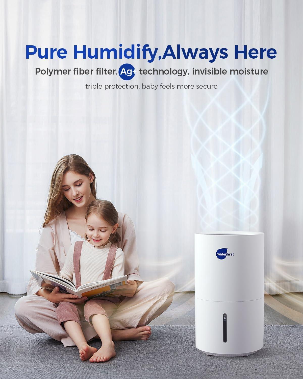 Humidificador evaporativo, humidificador de humedad fría de 4 litros y