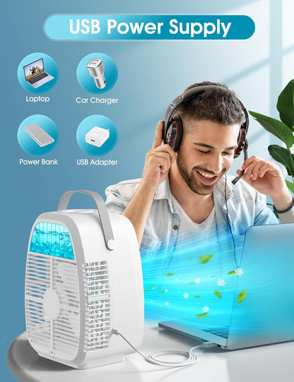 Ventilador de aire acondicionado portátil, mini aire acondicionado evaporativo