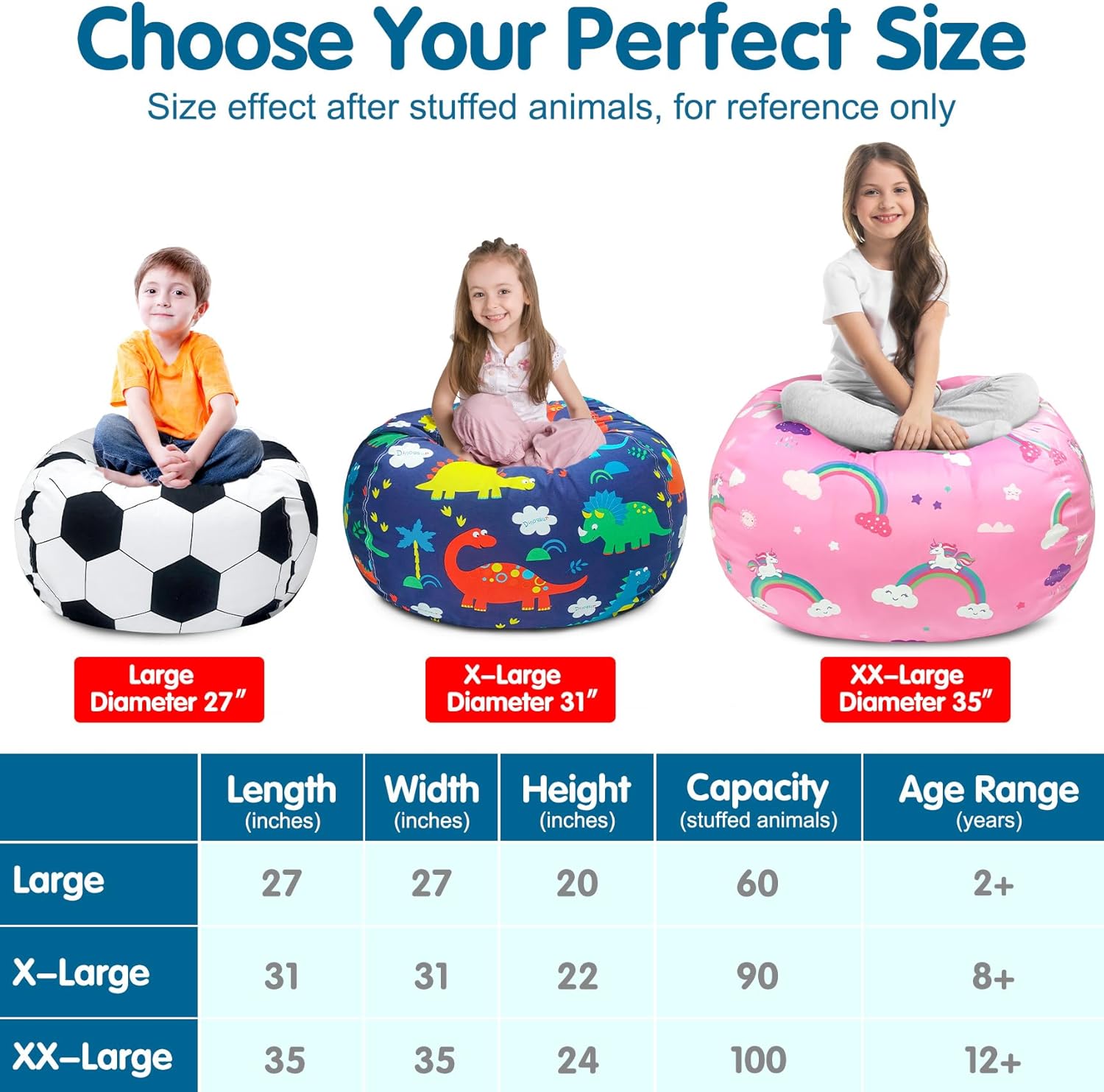 Lukeight Funda para silla puf de almacenamiento de animales de peluche para...