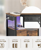 Mesitas de noche con estación de carga, mesita de noche con luces LED, mesa...