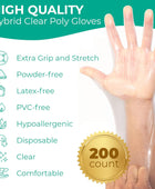 AVAIL Disposable Hybrid Poly Gloves Latex FreePowder FreePVC Free, Clear