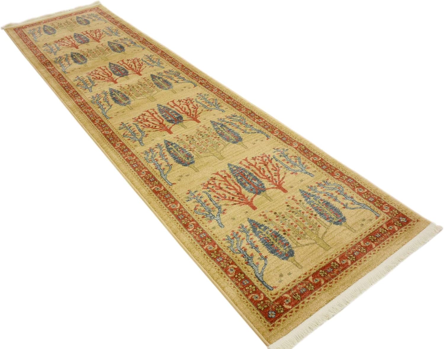Fars Collection Alfombra moderna de diseño botánico inspirado en tribal, 2 pies