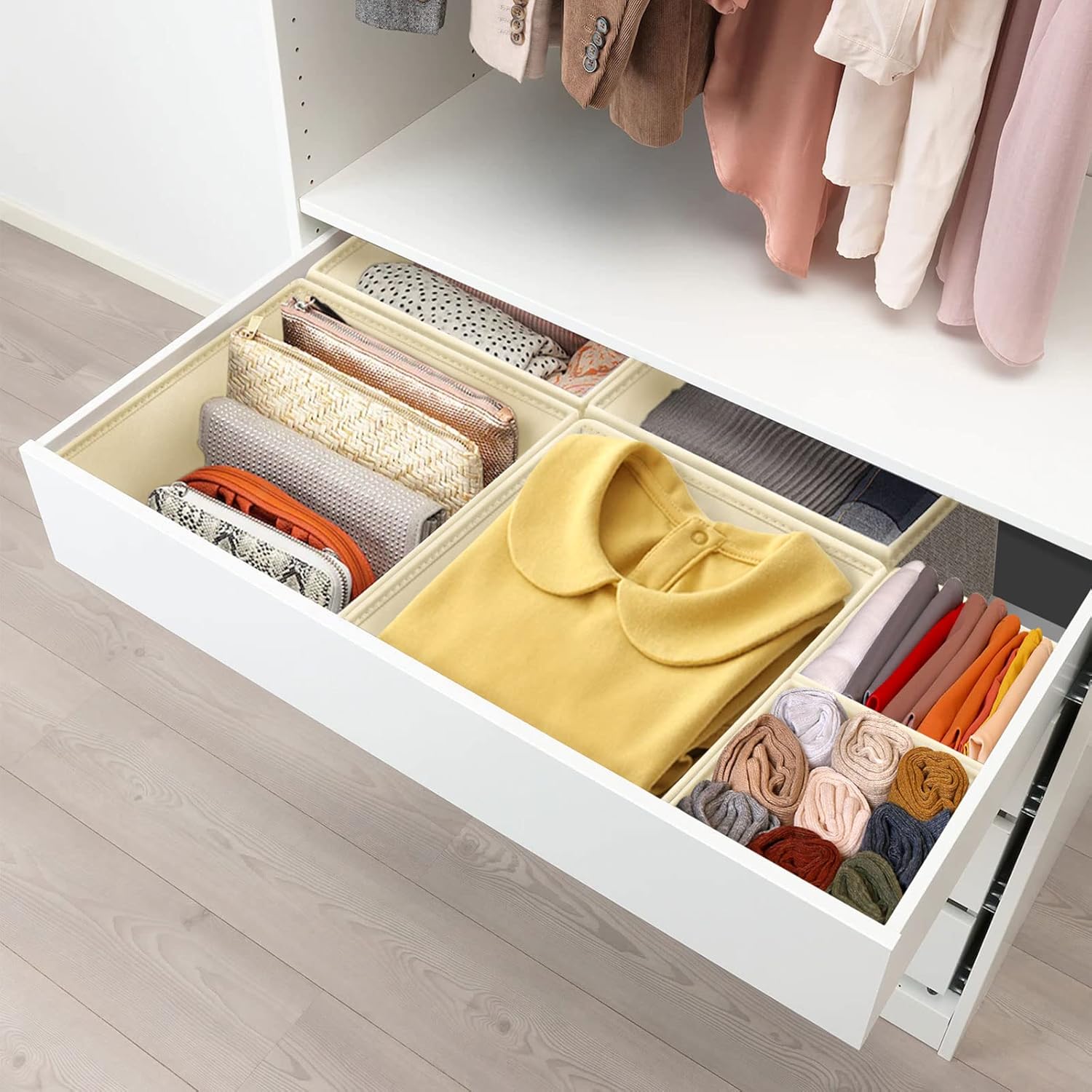 Criusia Organizador de cajones para ropa interior, juego de 6 organizadores