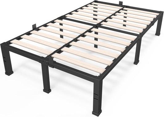 Marcos de cama King de 14 pulgadas de madera con listones de madera, plataforma