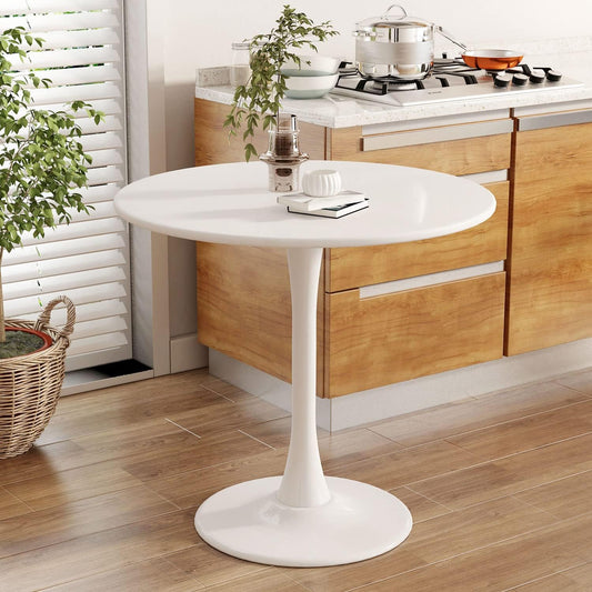 Mesa redonda blanca de 31.5 pulgadas, mesa de comedor moderna de tulipán, mesa