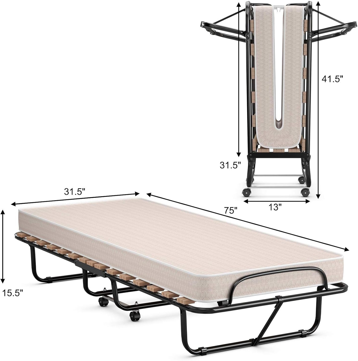 Camas plegables con colchón de espuma viscoelástica, cama plegable tamaño cuna