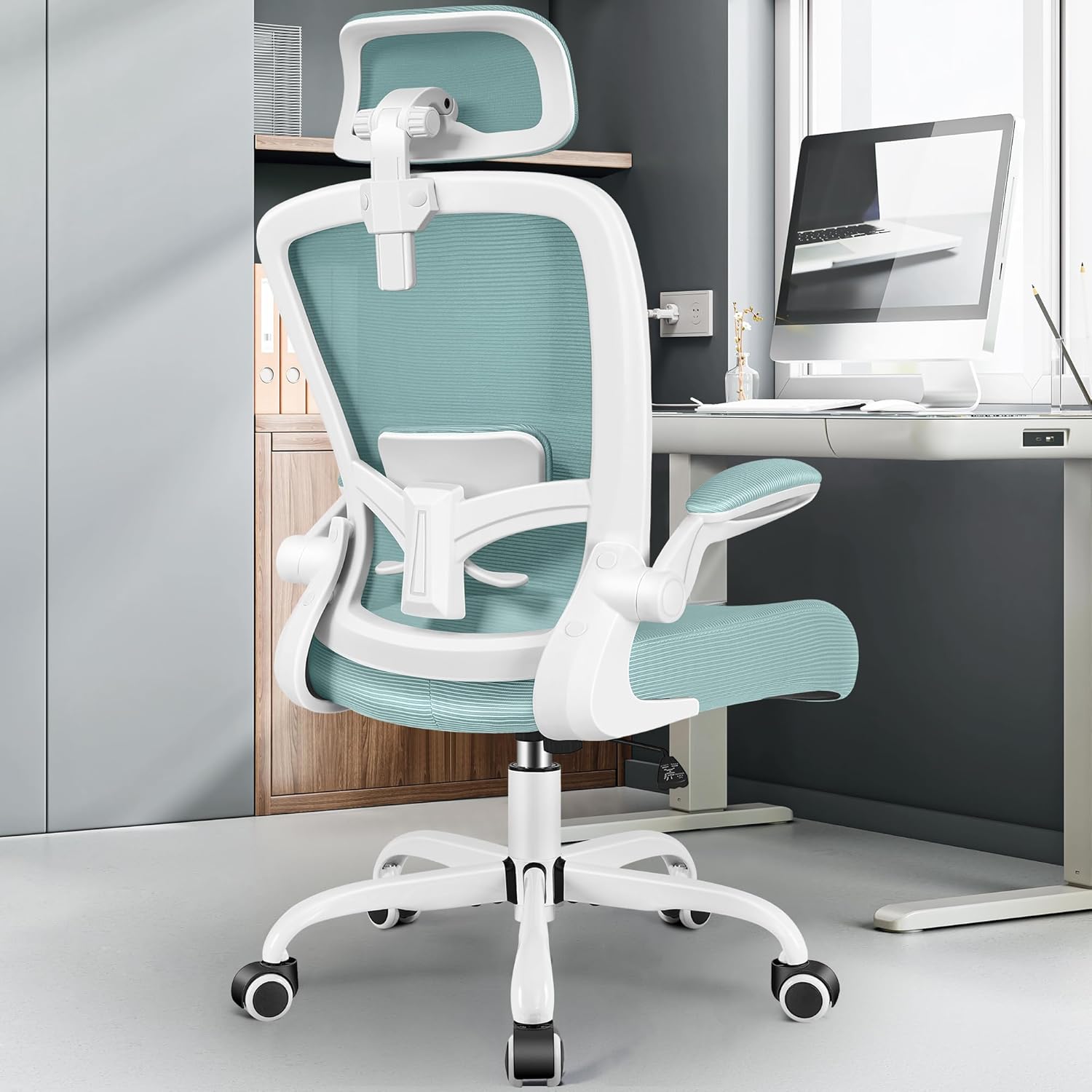 FelixKing Silla de oficina ergonómica, silla de escritorio con reposacabezas y...