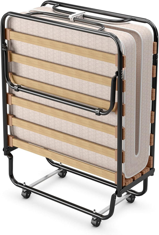 Cama plegable plegable con colchón de espuma viscoelástica suave, cama portátil