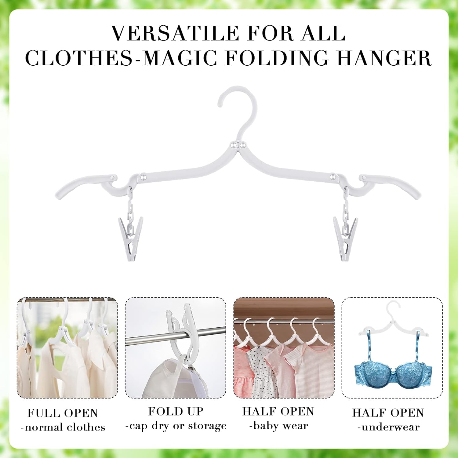Perchas plegables de viaje plegables con clips, perchas plegables para ropa,
