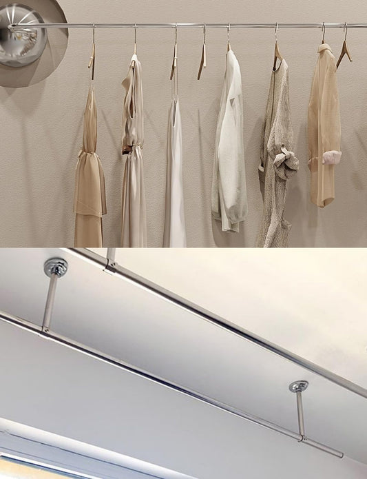 Barra de ropa ajustable para armario, 16 a 26 pulgadas, acero inoxidable,