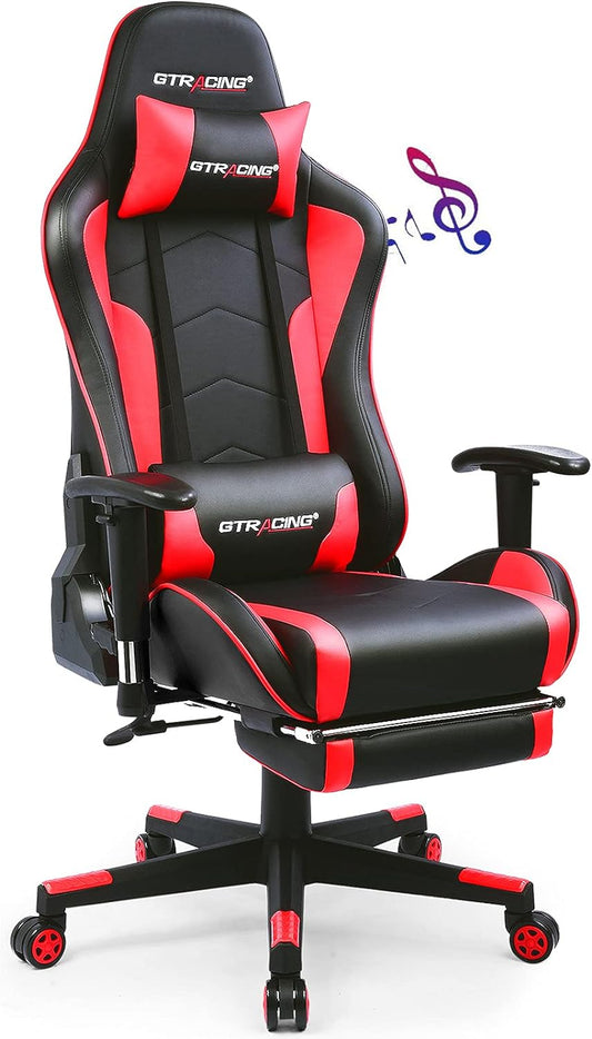 Silla para videojuegos GTRACING con reposapiés y altavoces Bluetooth, silla de...