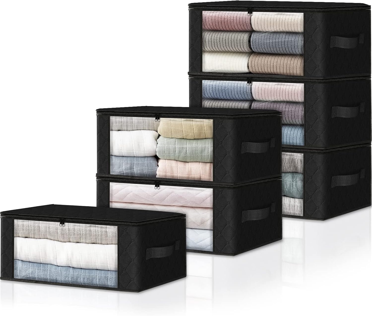 Paquete de 6 bolsas organizadoras de ropa plegables con gran ventana