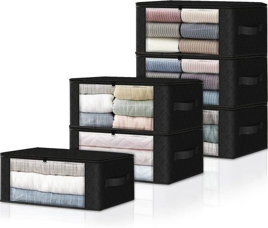 Paquete de 6 bolsas organizadoras de ropa plegables con gran ventana