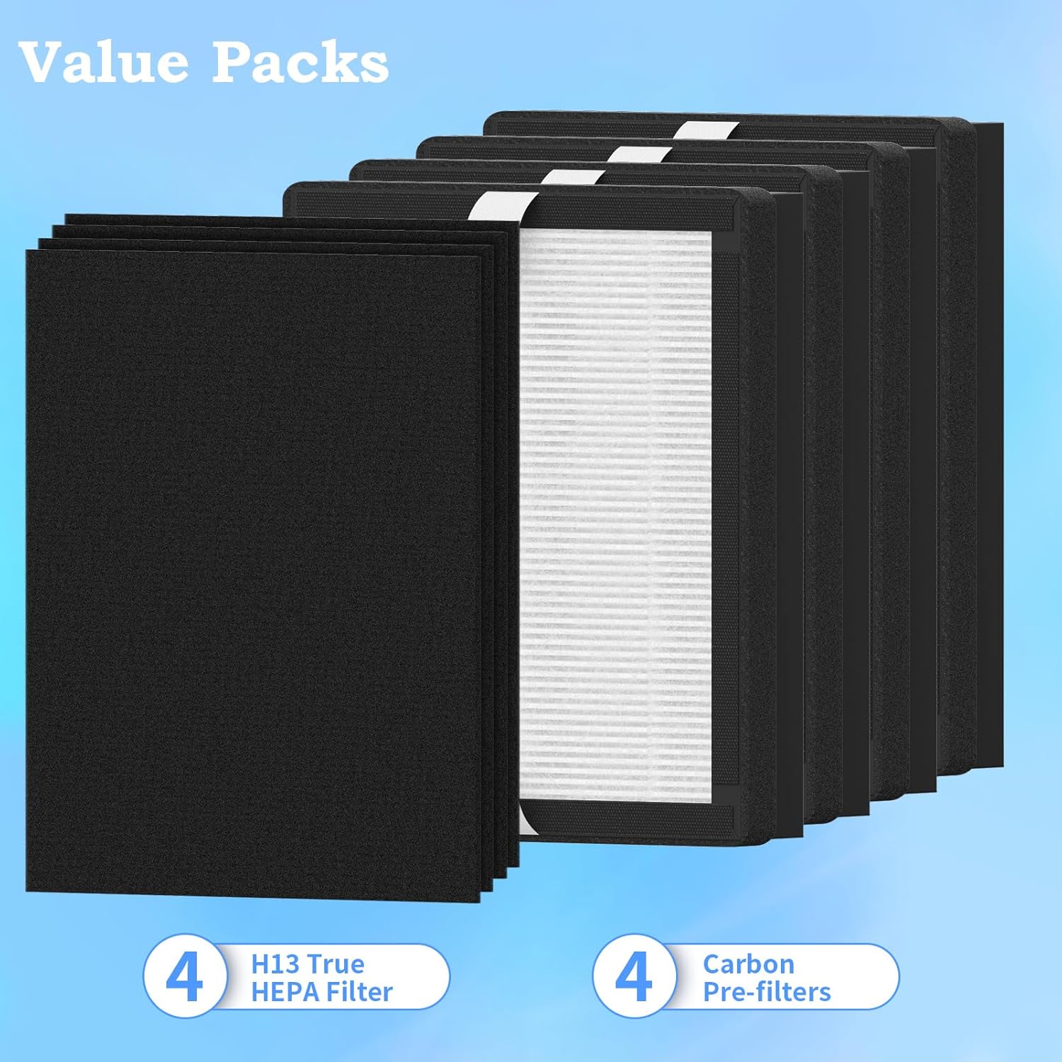 Paquete de 4 filtros de repuesto B compatibles con Idylis AC-2125, AC-2126,...