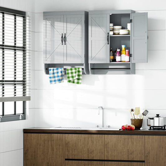 SRIWATANA - Gabinete de pared para baño, botiquín de 2 puertas con estante...