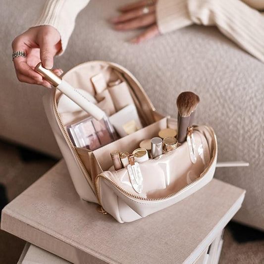 Bolsa de maquillaje premium, bolsa de cosméticos portátil para mujeres con