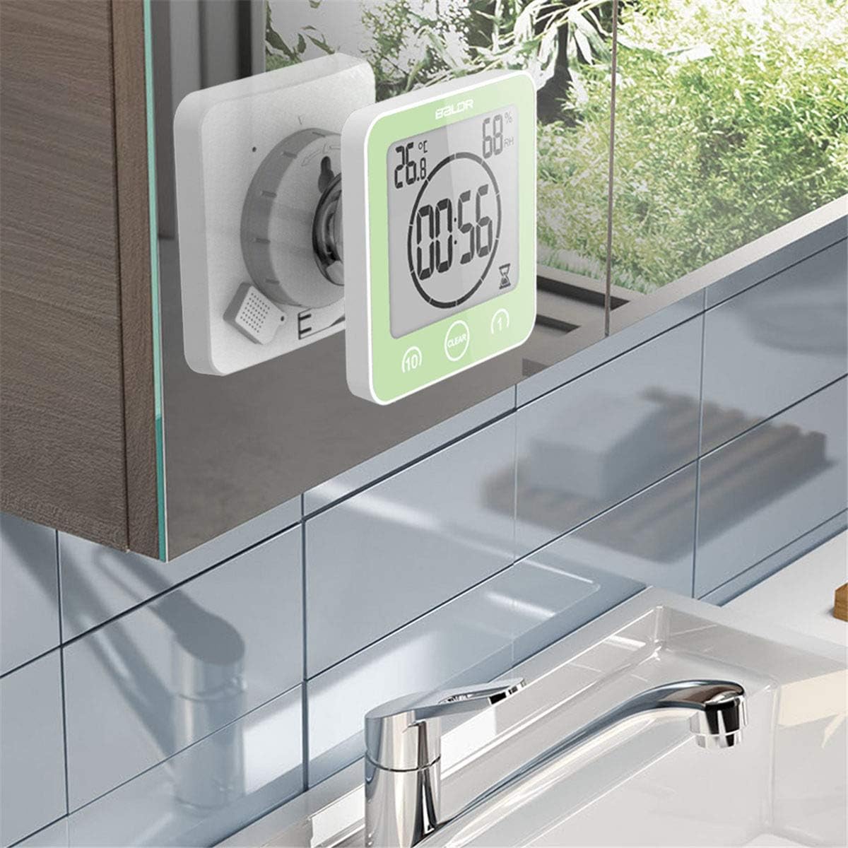 Reloj digital de pared para ducha de baño con alarma, resistente al agua para...