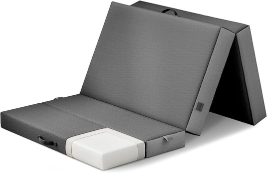Colchón plegable individual de 4 pulgadas para suelo y viajes con funda