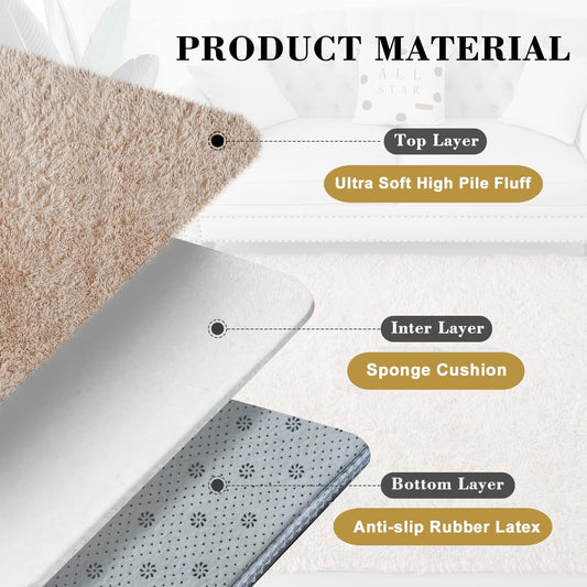 Alfombras beige para sala de estar, ultra suaves para interiores, de 5x7 pies,...
