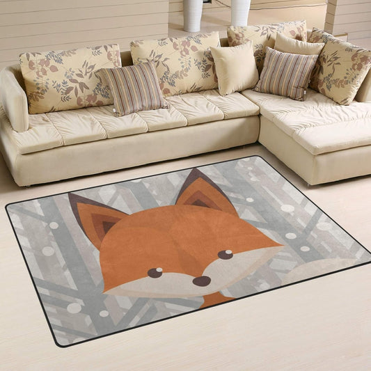 Alfombra ligera estampada decorativa contemporánea con diseño de zorro de...