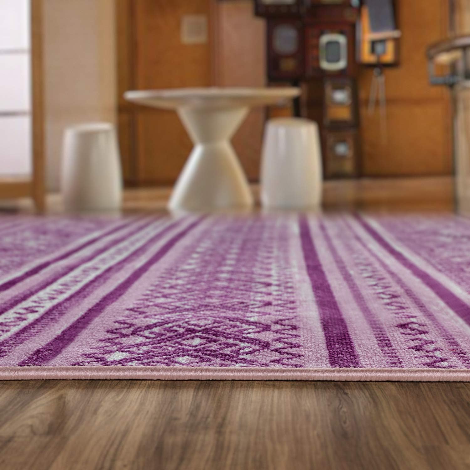 Alfombra de área antideslizante con base de goma, diseño geométrico marroquí de