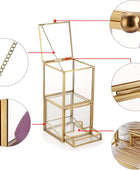 Hipiwe Soporte Qtip de vidrio dorado con tapa, 2 compartimentos, bolas de...