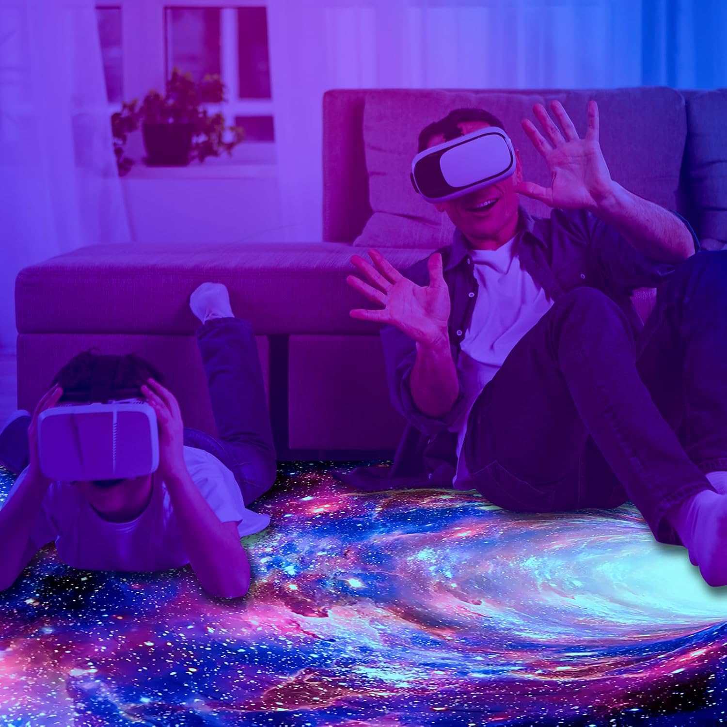 Alfombra de área Galaxy con luz negra, alfombra espacial 3D reactiva a los...