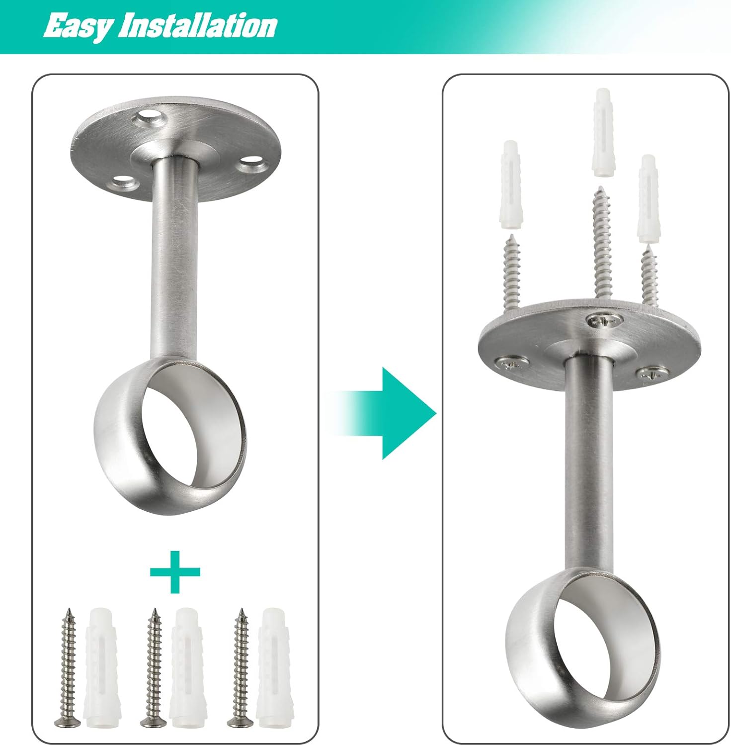 Creatyi Soportes de barra de armario resistentes para cortina de ducha,...