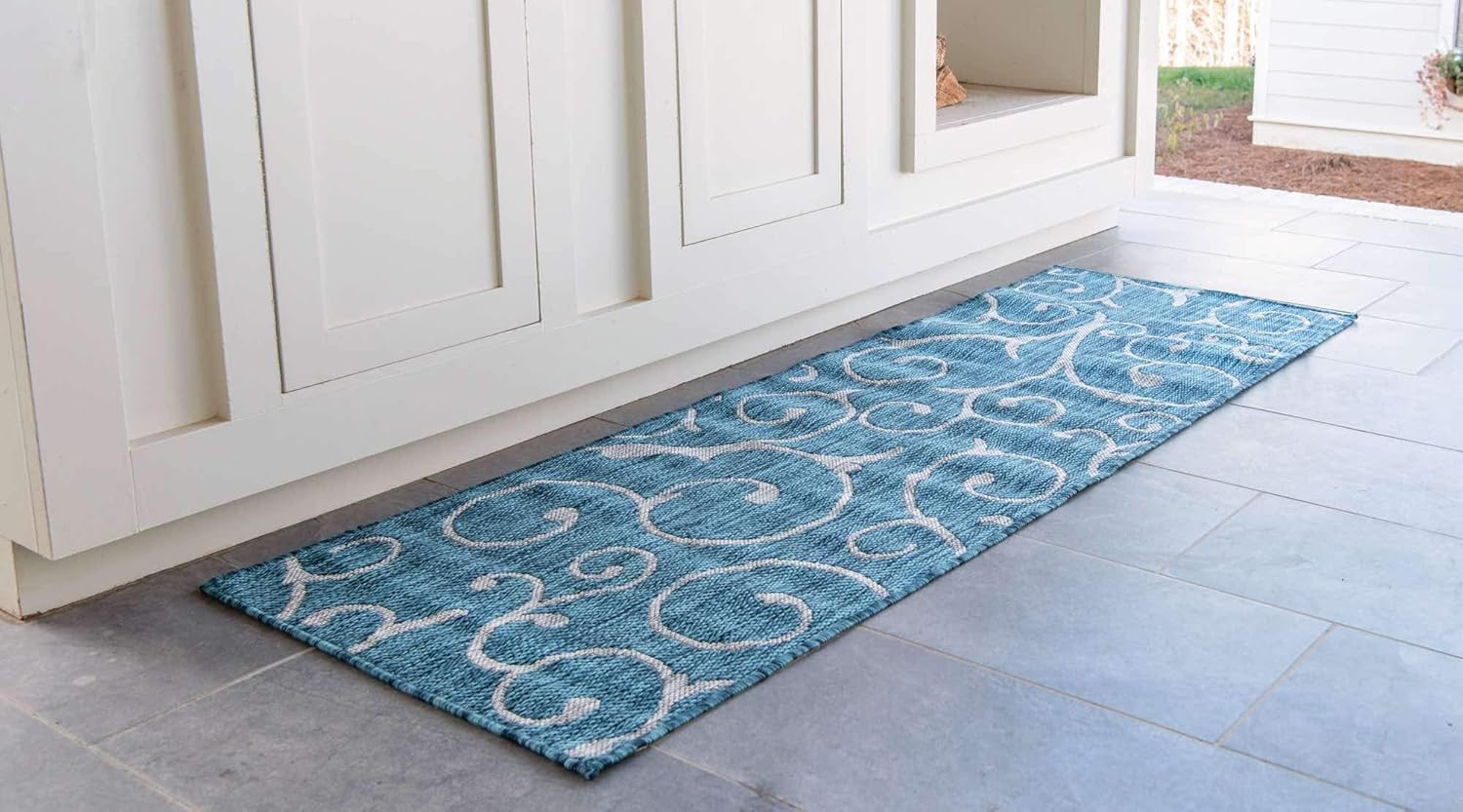 Unique Loom Outdoor Botanical Collection - Alfombra rizada, 2 pies x 6 pies 1...