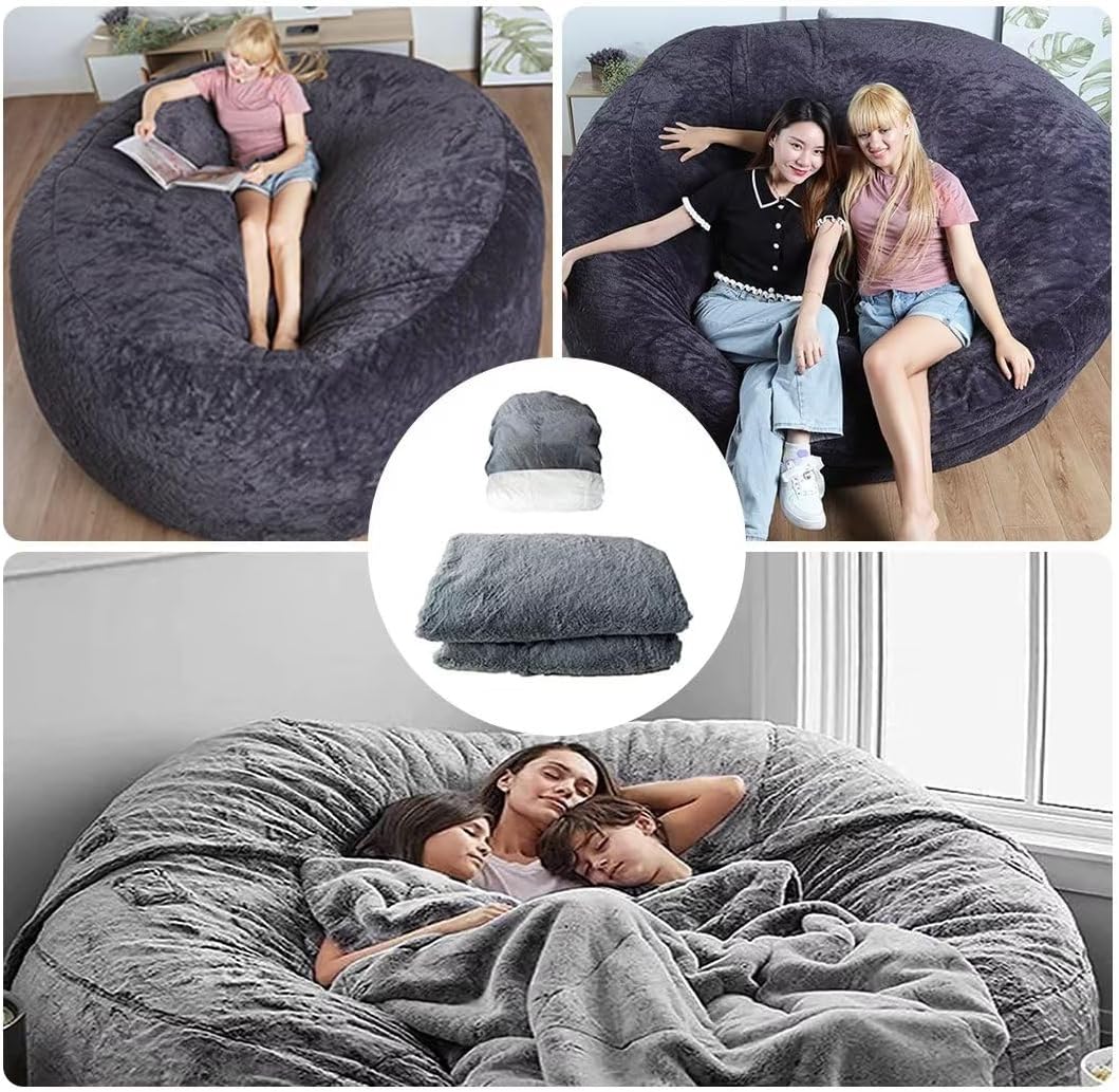 Funda para silla de puf gigante (sin relleno, solo funda), para adultos,