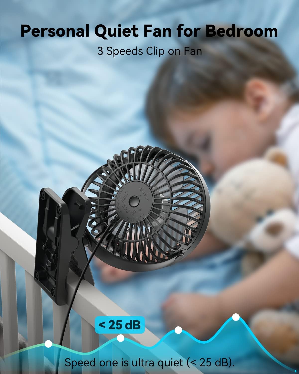 GEHEN Ventilador de clip de 3 velocidades con abrazadera resistente y fuerte...
