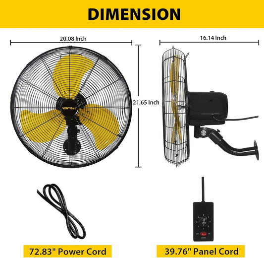 VENTISOL Ventilador oscilante de alta velocidad de 18 pulgadas, 3 velocidades,...