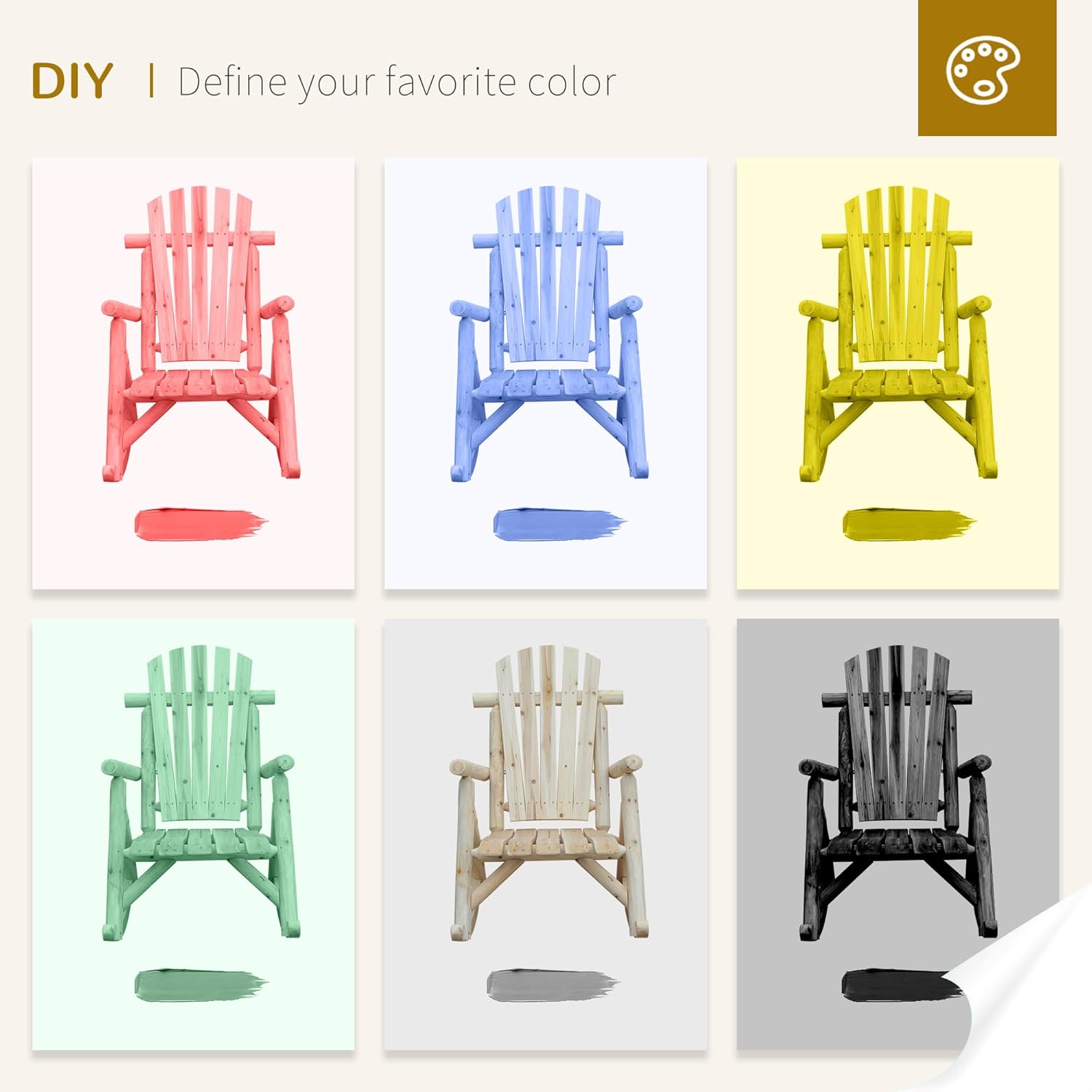 Outsunny Mecedora de madera para exteriores, silla mecedora Adirondack para...