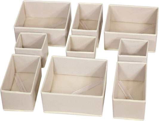 DIOMMELL Paquete de 9 cajas de almacenamiento de tela plegables para armario,...