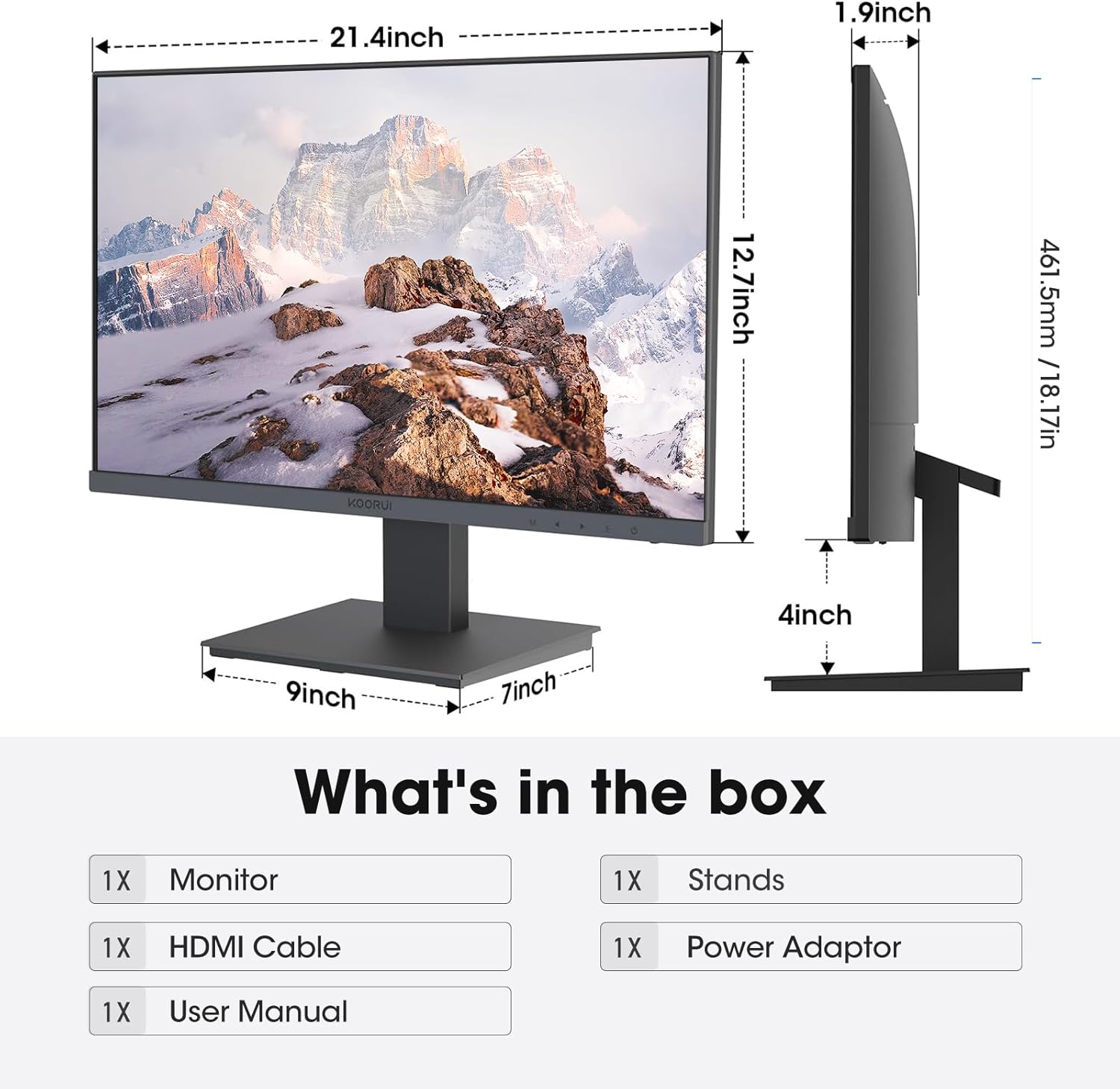 KOORUI Monitor de computadora de 24 pulgadas Full HD 1920 x 1080p VA, relación...