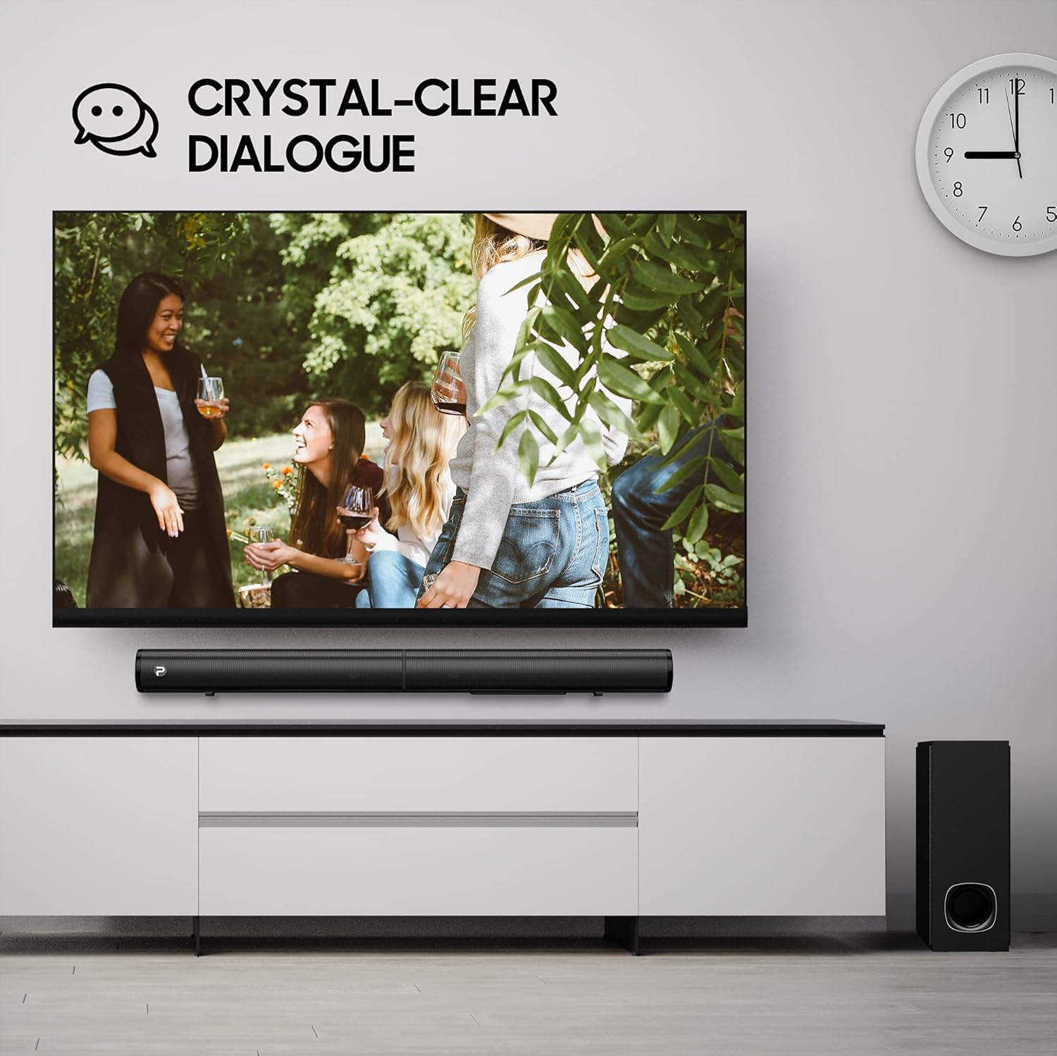 Barra de sonido para TV, barra de sonido PHEANOO 2.1 CH con subwoofer, HDMI...
