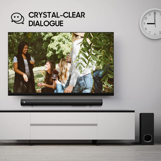 Barra de sonido para TV, barra de sonido PHEANOO 2.1 CH con subwoofer, HDMI...