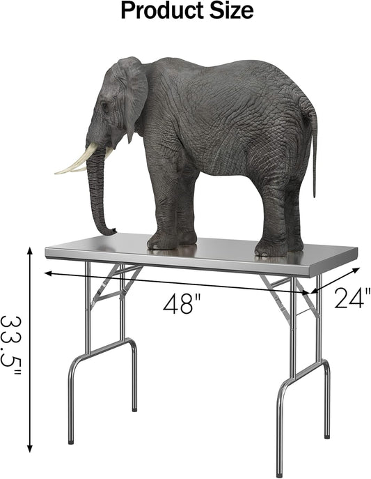 Mesa plegable de acero inoxidable de 48 x 24 pulgadas, Certificado NSF...