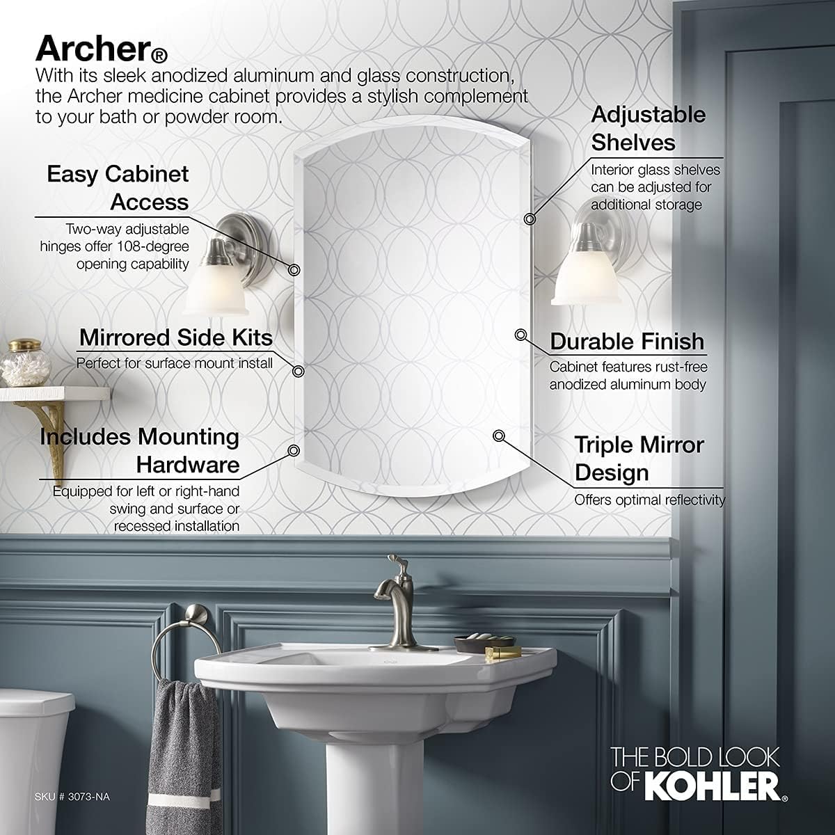Gabinete con espejo Archer k-3073-NA de Kohler