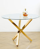 Mesa de comedor redonda de vidrio de 39.37 pulgadas, moderna mesa de comedor de