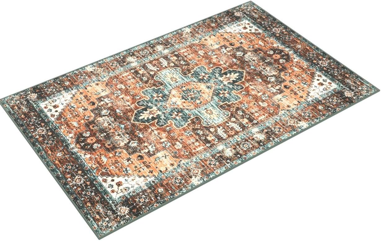 Moynesa Alfombra ultrafina lavable vintage de 3 x 5 pies, estilo bohemio,...