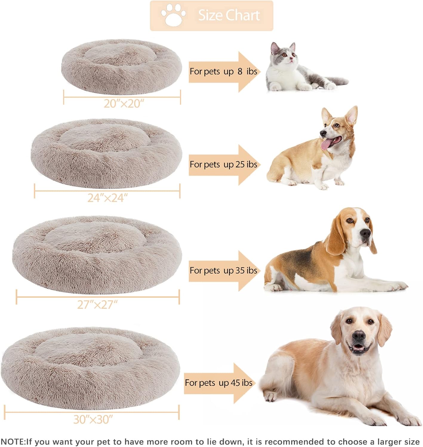 WNPETHOME - Cama calmante para perros y gatos, anti-ansiedad, de piel...
