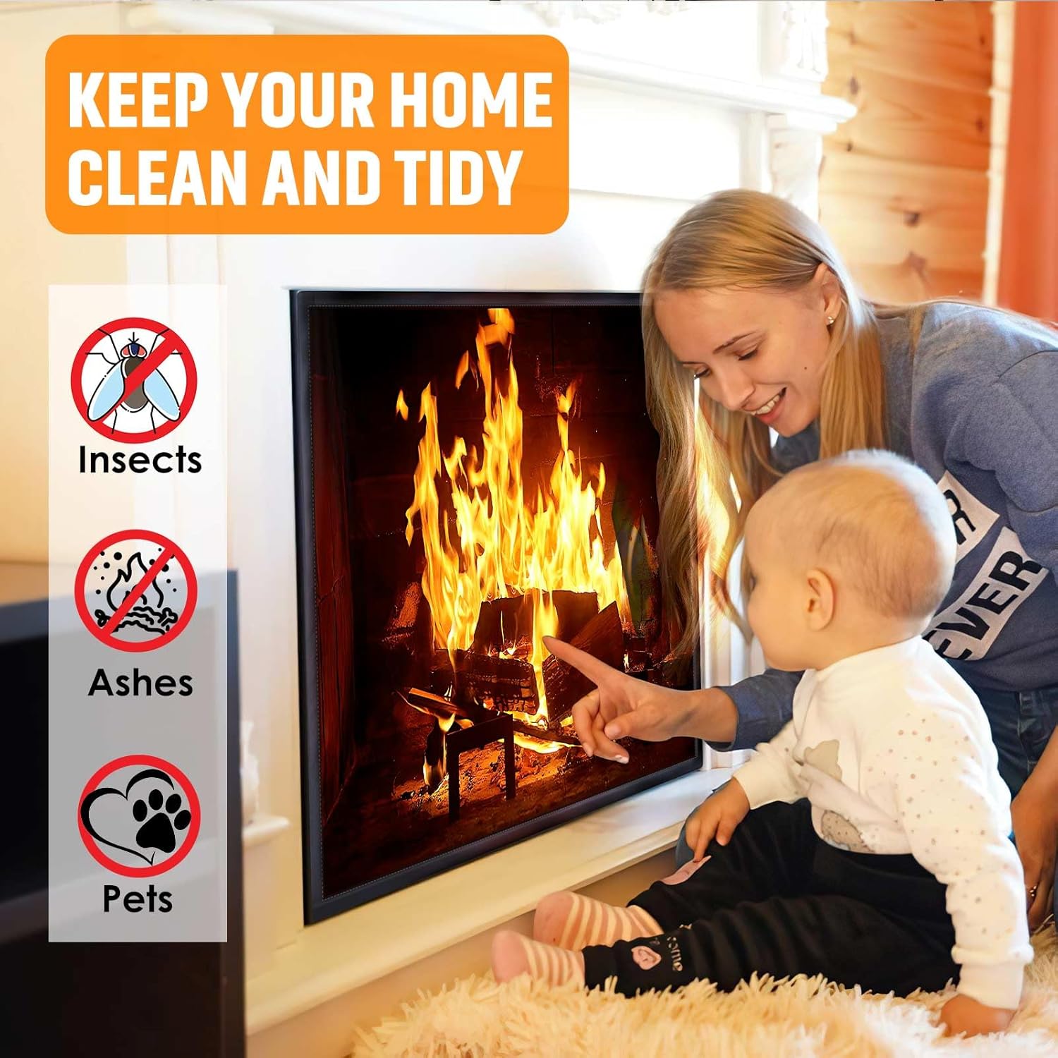 CADARA Funda magnética para chimenea, manta bloqueadora de chimenea detiene la...